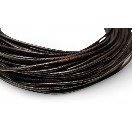 Genuine Leather Cord Round 2,5mm Dark Brown Vintage