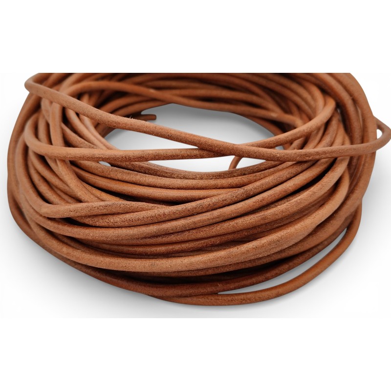 5mm Tan Genuine Leather Cord Round