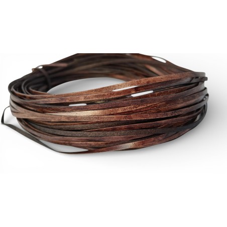 Genuine Leather Cord Flat 3x1,2mm Dark Brown Vintage