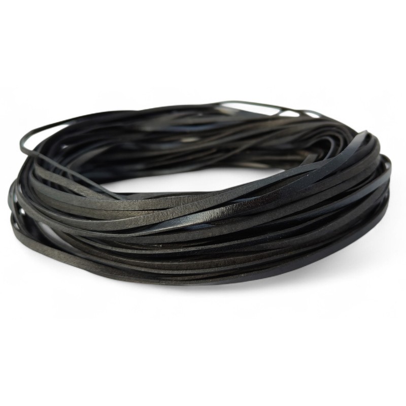 3x1,2mm Black Genuine Leather Cord Flat