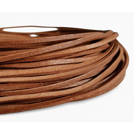 Genuine Leather Cord Flat 2,5x2,5mm Tan