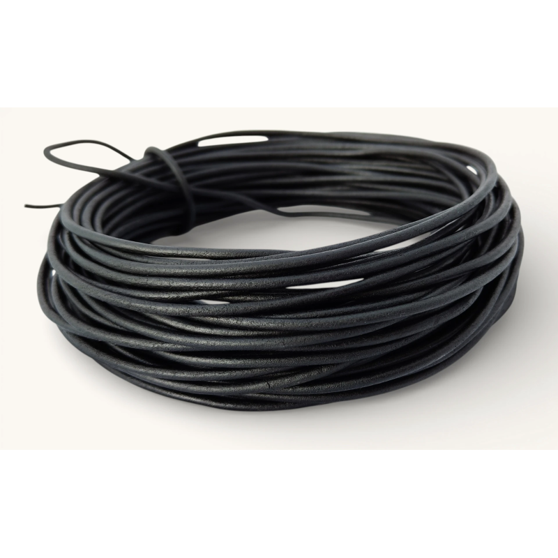 Genuine Leather Cord round 3mm Matte Black