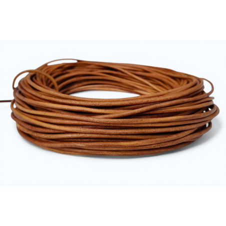 Genuine Leather Cord round 3mm Antique Vintage Light