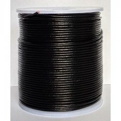 1mm 50mtrs Black Genuine Leather Cord Round