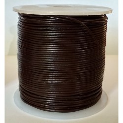 1mm 50mtrs Chocolate Brown Genuine Leather Cord Round