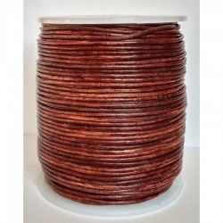 1,5mm 50mtrs Vintage Red Genuine Leather Cord Round