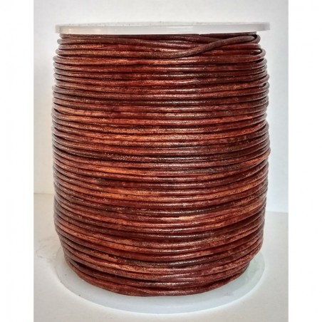 Genuine Leather Cord Round 1,5mm Vintage Red