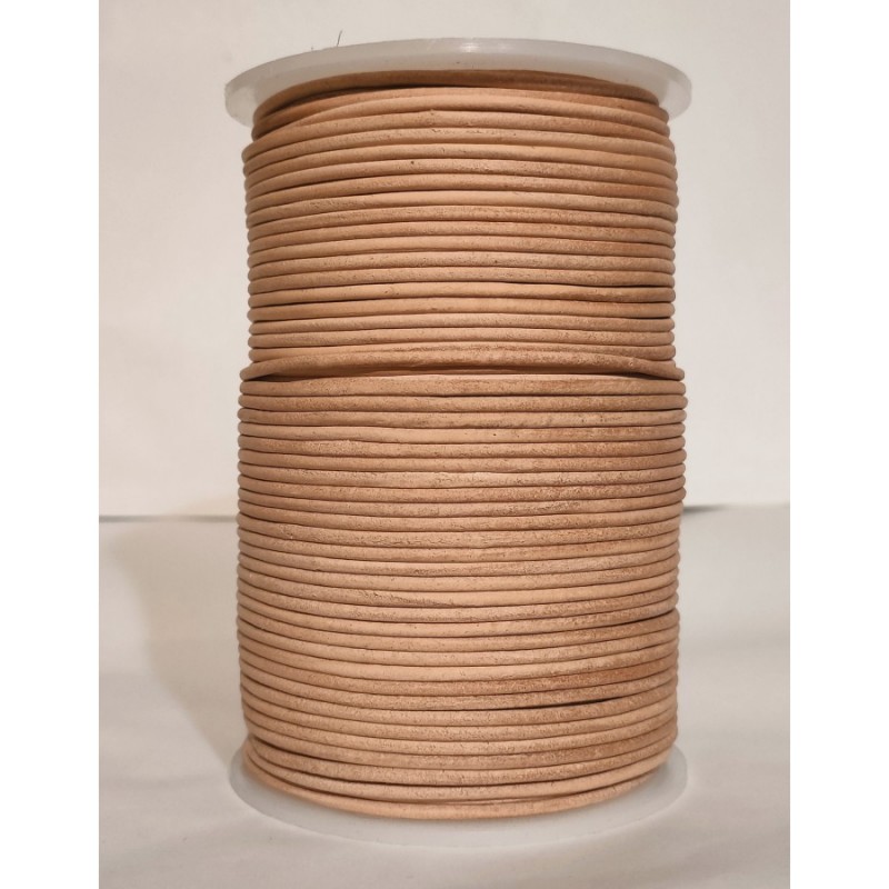 WHOLESALE 2mm 25mtrs Natural Leather Cord Round