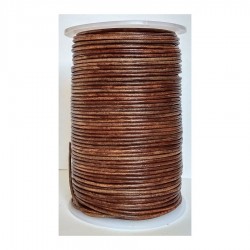 2mm 50mtrs Vintage Light Antique Genuine Leather Cord Round