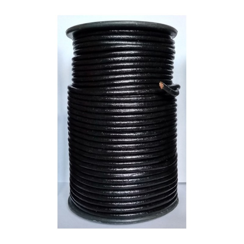 WHOLESALE 4mm 25mtrs Black Genuine Leather Cord Round