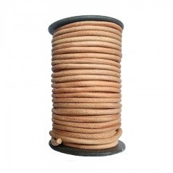 4mm 25mtrs Natural Genuine Leather Cord Round