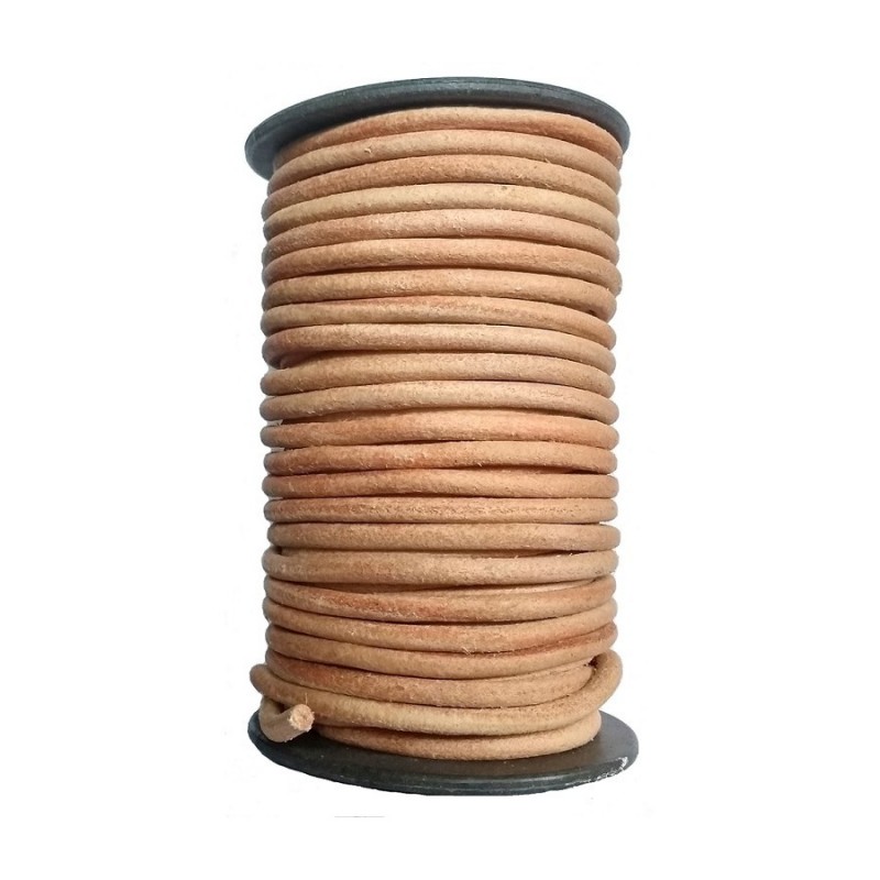 WHOLESALE 4mm 25mtrs Natural Genuine Leather Cord Round