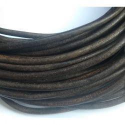 5mm 25mtrs Dark Brown Vintage Genuine Leather Cord Round