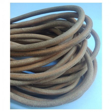 Genuine Leather Cord Round 6mm Natural