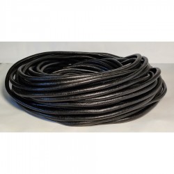 6mm 25mtrs Black Genuine Leather Cord Round