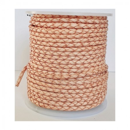 Genuine Round Braided Leather Cord 3mm Natural
