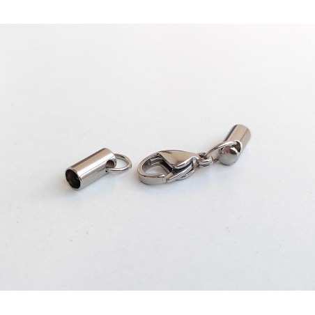 Leather cord lobster clasp 304 Surgical stainless steel 3mm A Caps Ends