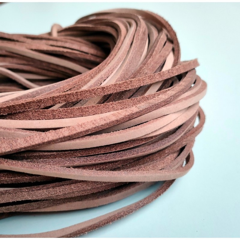 WHOLESALE 4x3mm 25mtrs Natural Genuine Leather Cord Flat