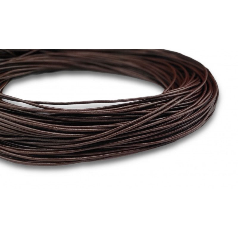 WHOLESALE 2mm 25mtrs Dark Brown Genuine Leather Cord Round