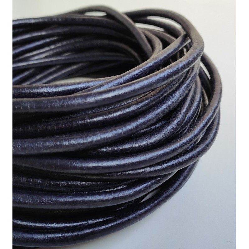 WHOLESALE 5mm 25mtrs Dark Violet Genuine Leather Cord Round