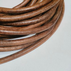 WHOLESALE 6mm 25mtrs Antique Vintage Light Genuine Leather Cord Round