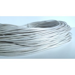 WHOLESALE 2mm 25mtrs White Metallic Genuine Leather Cord Round