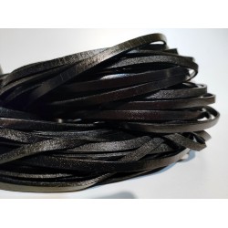 5x2mm Black Genuine Leather Cord Flat