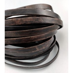 8x2mm Vintage Brown Genuine Leather Cord Flat