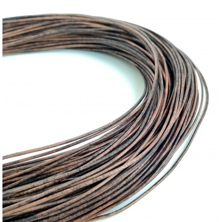 Genuine Leather Cord Round 1,5mm Vintage Dark