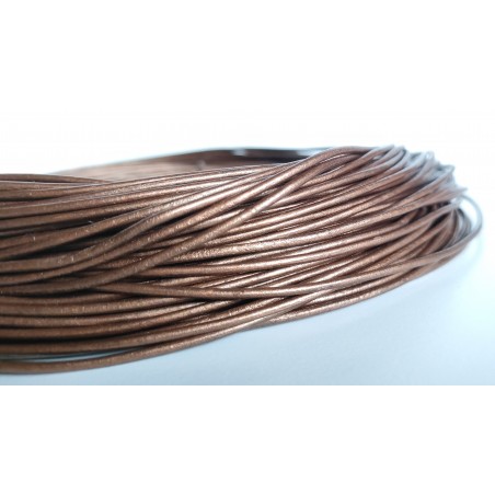 Leather cord round 2mm Brown Metallic