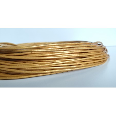 Leather cord round 2mm Gold Metallic