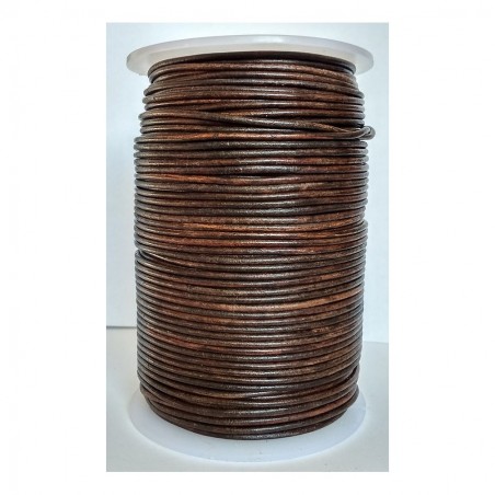Genuine Leather Cord Round 2mm Vintage Dark Antique