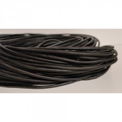 3mm Matte Black Genuine Leather Cord Round