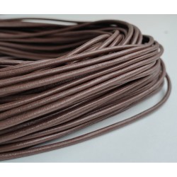 3mm Light Brown Genuine Leather Cord Round
