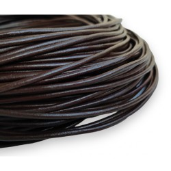 3mm Dark Brown Genuine Leather Cord Round