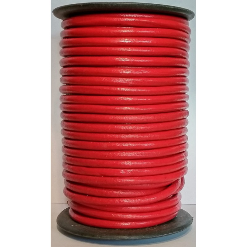 5mm Red Genuine Leather Cord Round