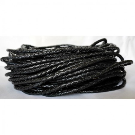 Genuine Round Braided Leather Cord 4,5mm Black