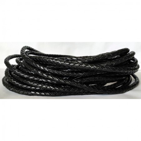 Genuine Round Braided Leather Cord 5mm Black