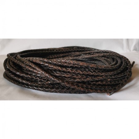 Genuine Round Braided Leather Cord 5mm Dark Vintage