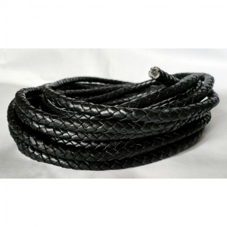 Genuine Round Braided Leather Cord 8mm Black