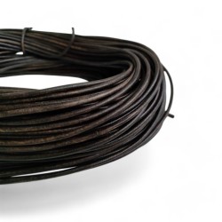 3mm Antique Vintage Dark Brown Genuine Leather Cord Round