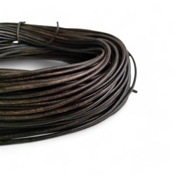 3mm Antique Vintage Dark Brown Genuine Leather Cord Round