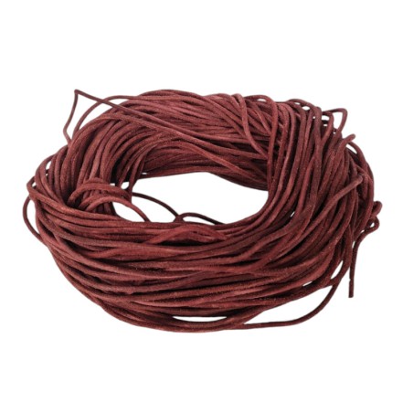 Genuine Leather Cord Round 3mm Not Polished Brown Burgundy Matte