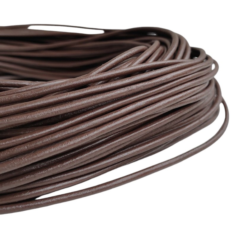 3mm Light Brown Genuine Leather Cord Round