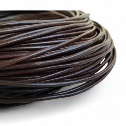 3mm Dark Brown Genuine Leather Cord Round