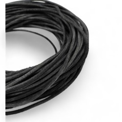 3mm Black Genuine Leather Cord Round Not Polished