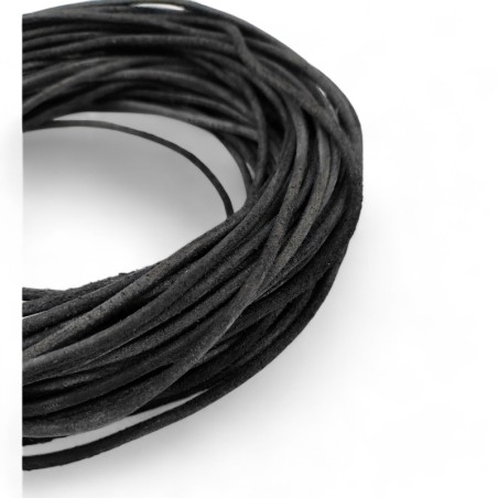 Genuine Leather Cord Round 3mm Not Polished Black