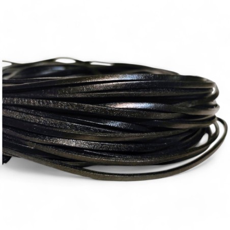 Genuine Leather Cord Flat 3x2mm Black