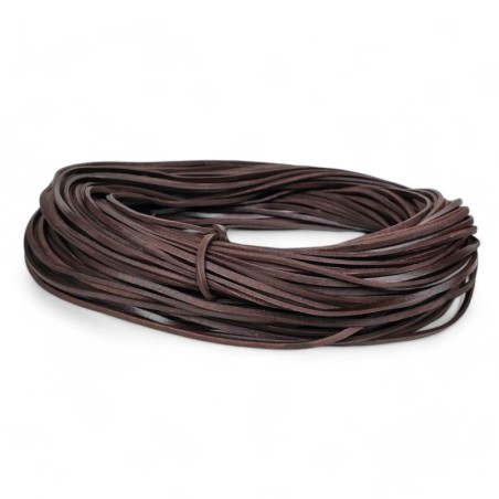 3x2mm Flat Leather Cord Brown - Genuine Leather