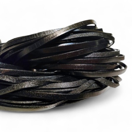 Genuine Leather Cord Flat 4x2mm Black